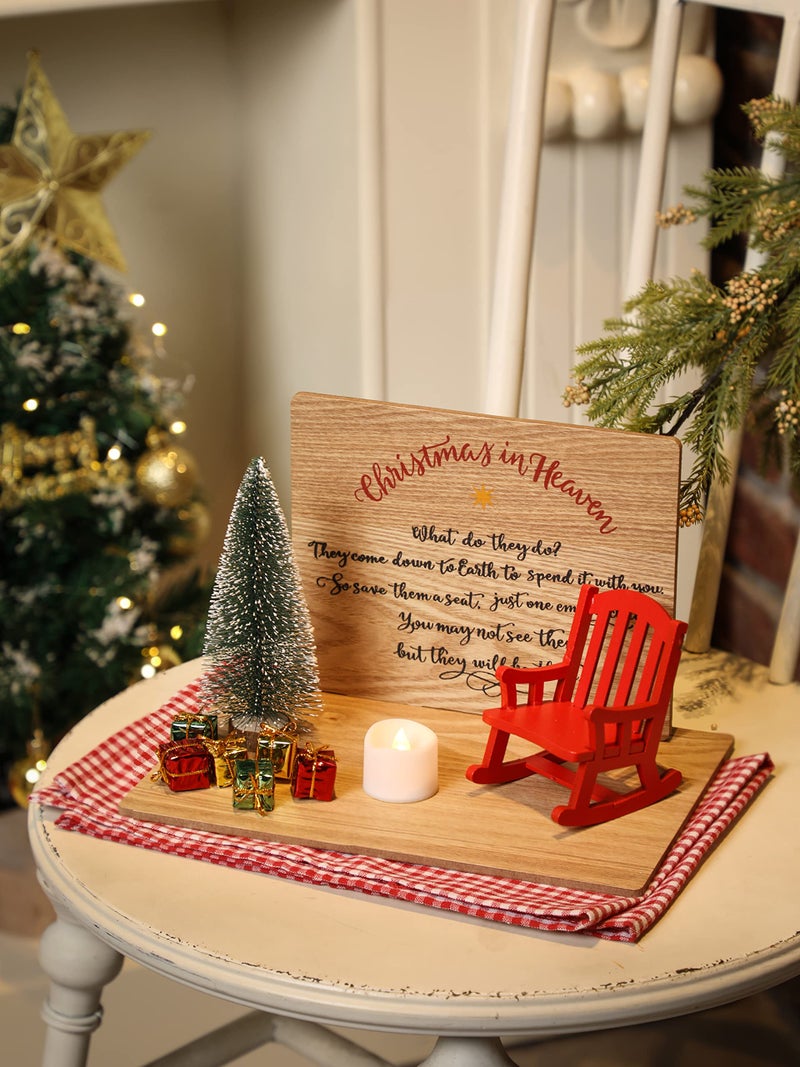 NEWLIGHTURE Christmas in Heaven Decoration Christmas Memorial Candle Holders Rocking Chair Ornament Save A Seat Memorial Gift - Image 2